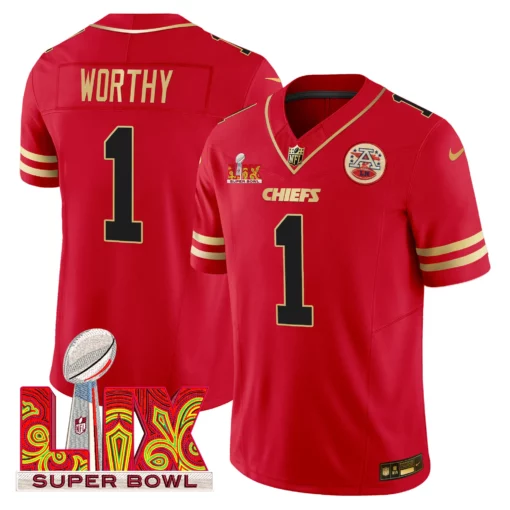 Men’s Chiefs Super Bowl LIX Patch Gold Trim Vapor Limited Jersey – All Stitched - Image 25