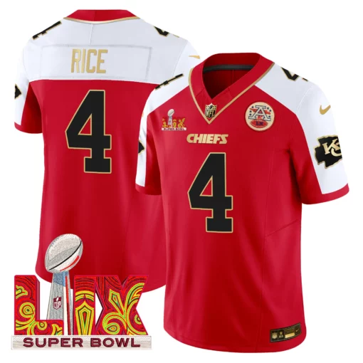 Men’s Chiefs Super Bowl LIX Patch Gold Trim Vapor Limited Jersey – All Stitched - Image 41