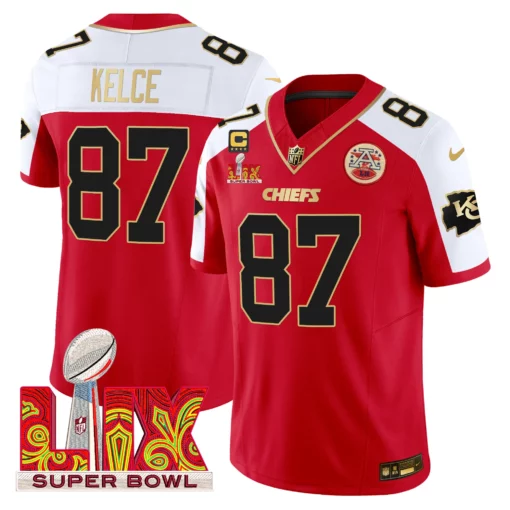 Men’s Chiefs Super Bowl LIX Patch Gold Trim Vapor Limited Jersey – All Stitched - Image 38