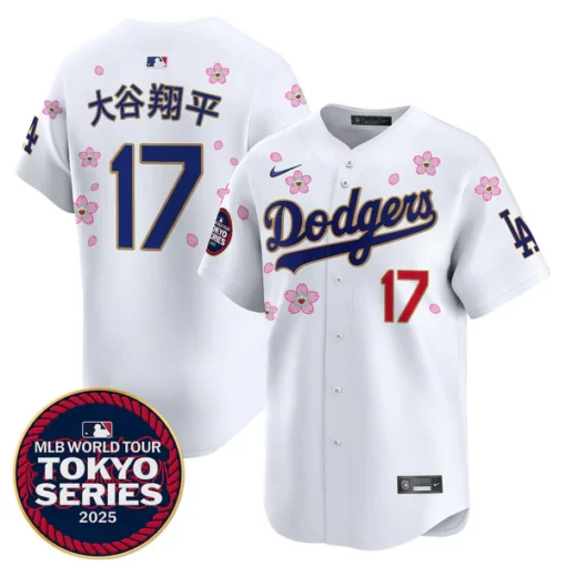 Dodgers Tokyo Series 2025 Gold Trim Vapor Premier Limited Jersey V2 – All Stitched (White)