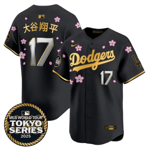 Dodgers Tokyo Series 2025 Gold Trim Vapor Premier Limited Jersey V2 – Stitched