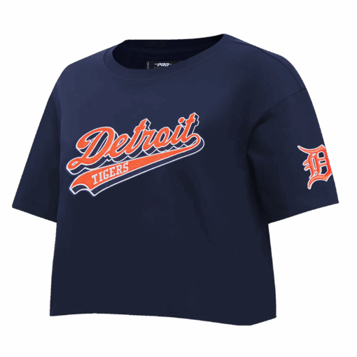 MLB DETROIT TIGERS SCRIPT TAIL WOMEN'S SINGLE JERSEY BOXY TOP - Image 2