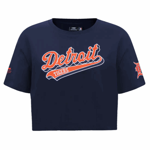 MLB DETROIT TIGERS SCRIPT TAIL WOMEN'S SINGLE JERSEY BOXY TOP