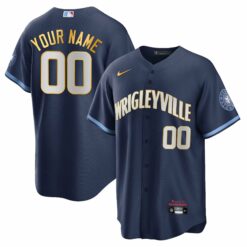 Chicago Cubs Gold Custom Jersey - All Stitched